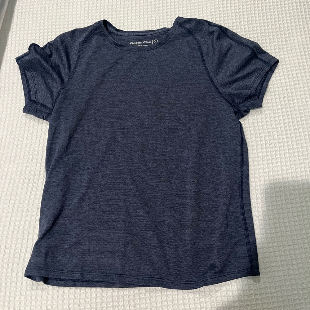 Outdoor Voices Deep Blue Mesh T Shirt Workout Top size Small S